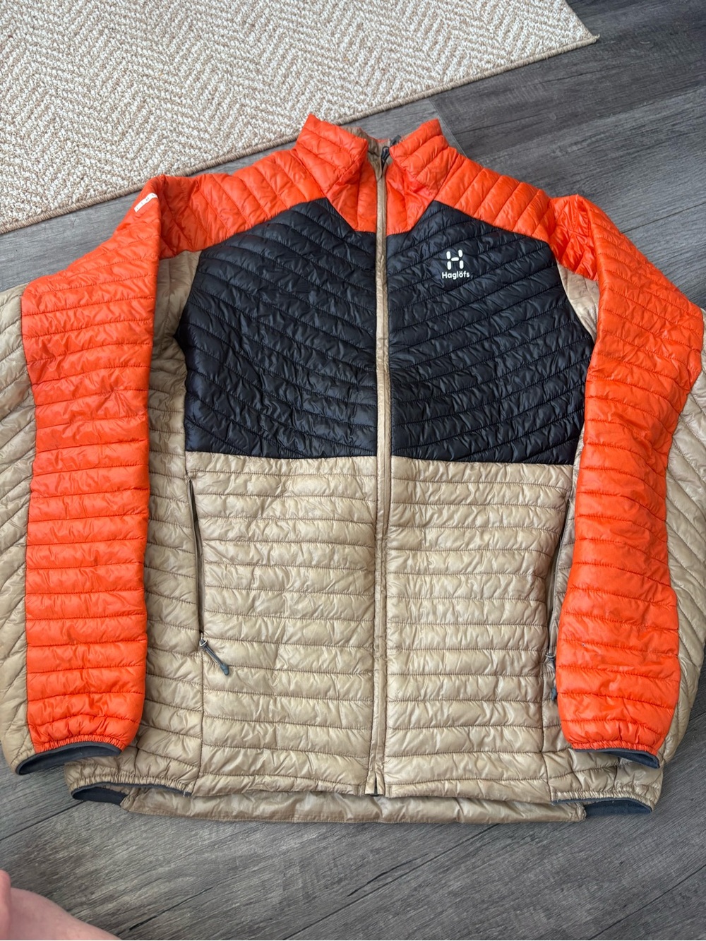 Haglöfs Men’s Colorblock Puffer Jacket - Orange/Black/Tan
